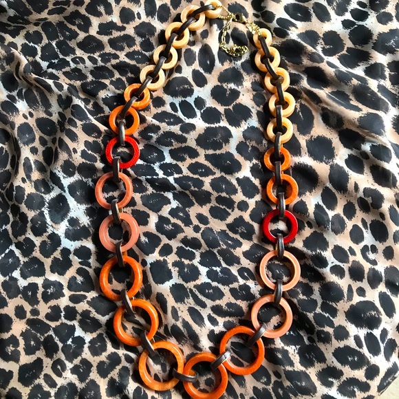 Chico's Jewelry - Chico’s Bold Statement Necklace Only: Circles Natural Red Brown Beige Awesome
